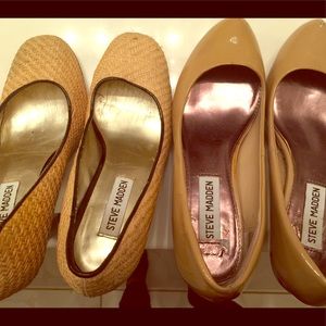 Lot of 2 Pair Steve Madden Pumps Natural, Nude